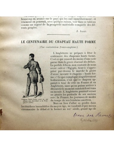 Le centenaire du chapeau haut de forme (1896) ou a consommer sur place