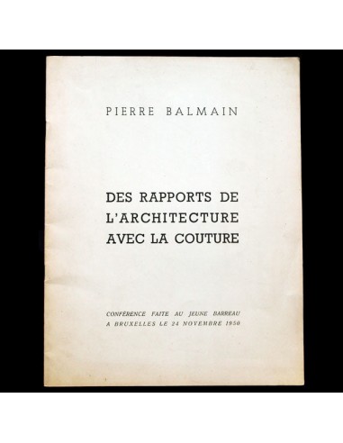 Des rapports de l'architecture avec la couture, discours de Pierre Balmain (1950) rembourrage situé sous